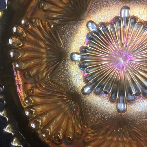 Imperial Marigold Carnival Glass Low Bowl - Picture 2 of 2